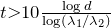t\textgreater 10\frac{\log d}{\log (\lambda_1/\lambda_2)}